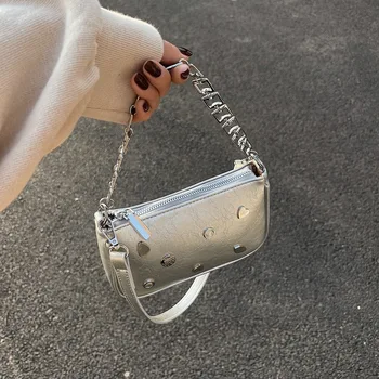 Дизайнерская сумка Летняя сумка с цепочкой Женская новая мода 2023 года Маленькая квадратная сумка Простая сумка для подмышек Универсальная сумка через плечо