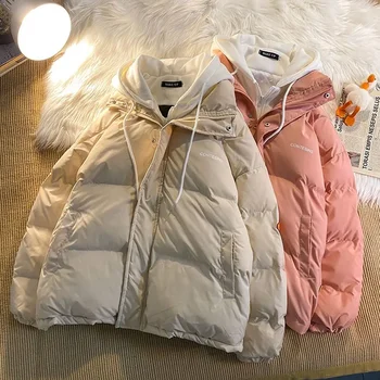 Y2K Зимний отдых хлопковая одежда женская многофункциональная поддельная пуховик с двумя карманами на молнии толстое пальто корейская версия зима новый