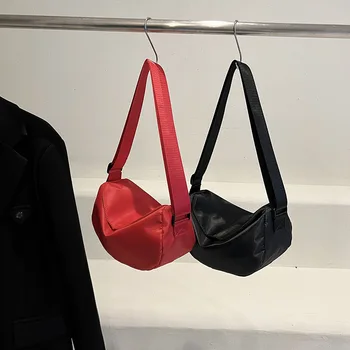 корейская холщовая сумка через плечо Женская модная 2023 Модная универсальная кроссбоди Простой и повседневный однотонный пельмень
