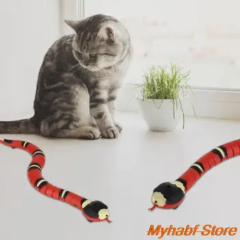 Забавная движущаяся змея дразнит игрушечную симуляцию интерактивная умная сенсорная змея для дразнения домашних животных собака кошка играть детские игрушки USB-зарядка