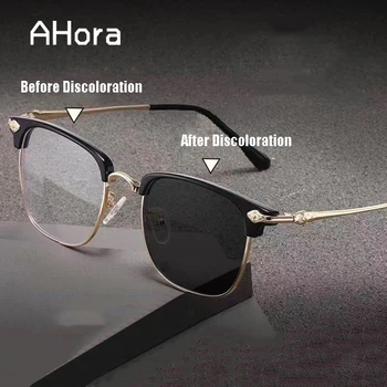 Ahora Classic Half Frame Солнце Очки для чтения Мужчины Фотохромизм Блокирующий синий свет Солнцезащитные очки Presbyopia Очки