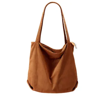 Вельветовая сумка Повседневная сумка для покупок большой емкости Простая сумка через плечо в стиле ретро