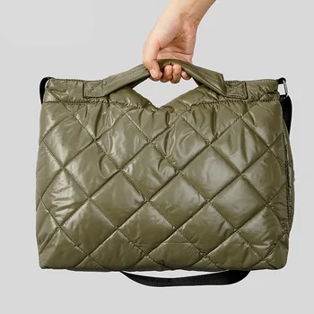  Большая стеганая женская сумка Повседневная нейлоновая мягкая сумка-тоут Lingge Cotton через плечо Сумки через плечо для женщин Дизайнерские кошельки для покупателей