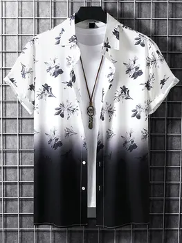 гавайская рубашка лето оверсайз футболки цветочный узор рубашка для мужчин / женщин пляжные рубашки с коротким рукавом футболка уличная одежда топ
