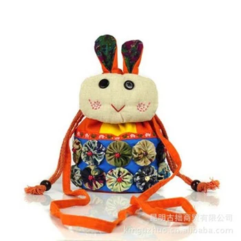  Китайский стиль милая серия животных диагональная поперечная сумка портативная диагональная характерная сумка для кроликов двойного назначения памятная ба