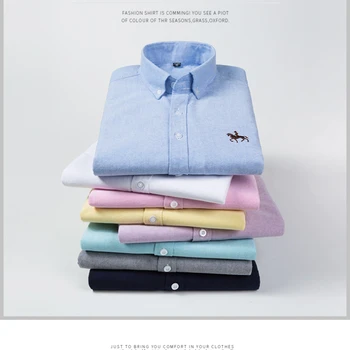 Новые весенние и осенние мужские оксфордские рубашки из 100% хлопка с длинными рукавами для деловых мужчин молодого и среднего возраста, повседневные и универсальные