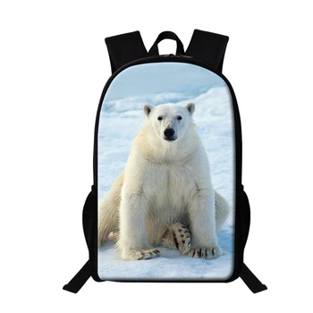 Белый медведь 3D-печать Школьные сумки для детей Рюкзак Животные Дети Мальчики Девочки Книжные сумки для подростков Рюкзак Повседневная дорожная сумка