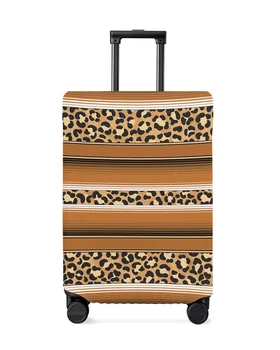  Мексика Полосы Леопардовый принт Текстура кожи животных Коричневый чехол для багажа Стрейч-багаж Пылезащитный чехол 18-32-дюймовый дорожный чехол