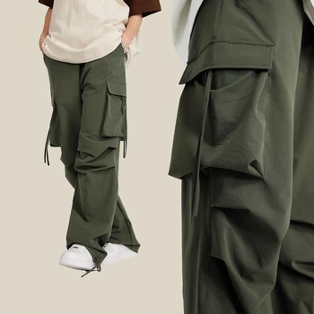 Hiphop Leader Logging Негабаритный груз Холст Спортивные брюки Мужчины Винтаж На открытом воздухе Канье Уэст Военные Армия Гарем Женщины Новый