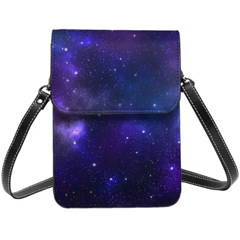 Синяя Галактика Сумка через плечо Звезды Печать Многоразовая кожаная уличная сумка для мобильного телефона Студенческие подарочные сумки