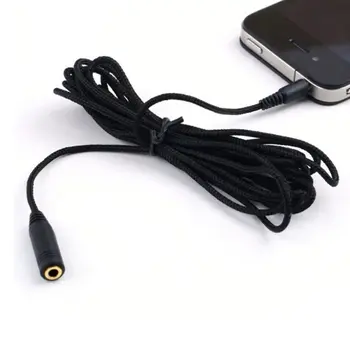  Совершенно новый тканевый шнур для наушников кабель черный стерео аудио f/m штекер 3,5 мм кабель для наушников удлинитель женский - мужской 5 м 16-футовый кабель