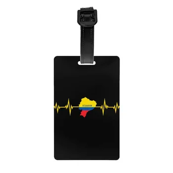 Сердцебиение Карта Эквадора Флаг Багажная бирка для чемоданов Мода Эквадор Гордые багажные бирки Конфиденциальность Обложка Имя Удостоверение личности