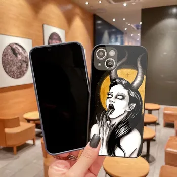 Эстетический чехол для телефона Devil Woman Bad Girl для IPhone 14 13 12 11 Pro Max X XR XS 8 7 Plus Цветной чехол для телефона из жидкого стекла