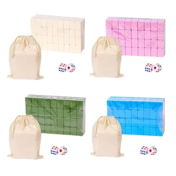Дорожный набор маджонга Аксессуары для развлечений в помещении Портативный с сумкой для хранения Игральные кости со 144 плитками Маджонг Игровой набор Стратегия Дети