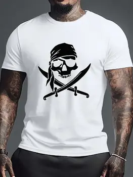 Хэллоуин Специальная мужская футболка с рисунком пиратского черепа, хлопковый топ с коротким рукавом T