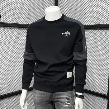 Высококачественный мужской пуловер Гольф Мужская весенняя и осенняя футболка с круглым вырезом 2023 Новая мужская стеганая модная рубашка для гольфа
