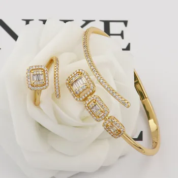 Модный классический высококачественный браслет из циркона с кольцом набор ювелирных изделий, Европа Дубай горячие ювелирные изделия B1460