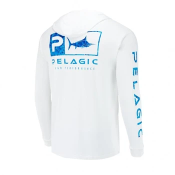 PELAGIC Рыбацкая рубашка с длинным рукавом с капюшоном с защитой от ультрафиолета Мужская спортивная одежда 2024 Дышащая быстросохнущая спортивная футболка на открытом воздухе