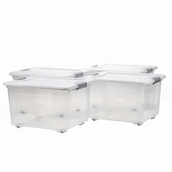 35L Взрослые полипропиленовые пластиковые прозрачные ящики для хранения контейнеры с колесами и крышкой для органайзера для хранения Организация вещей