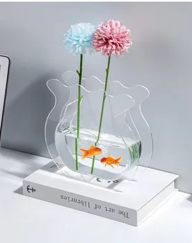 Акриловая прозрачная ваза для аквариума, креативные украшения для офисной гостиной, ваза в форме цветочной кости, аквариум (многоцветный)