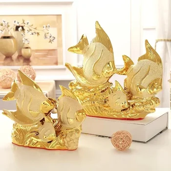 Европейский свадебный декор Ремесла Керамика Творческое украшение комнаты Ручная работа Золотая рыба Фарфоровые статуэтки Украшения