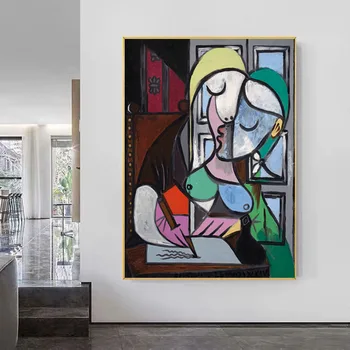 Современный Пабло Пикассо Знаменитая женщина, пишущая письмо Холст Картина маслом Западное искусство Декор Плакат Произведение искусства Стена Украшение дома