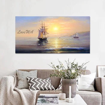3d картина красивый пейзаж закат абстрактная настенная живопись легкая живопись на холсте без рамы большие морские пейзажи с лодками современная живопись