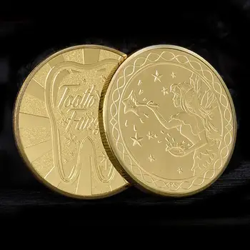 Памятные монеты Волшебные деньги Коллекционная позолоченная сувенирная монета Креативная зубная фея Памятная монета для малышей