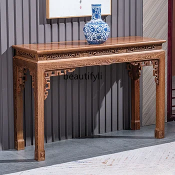дверной рам длинный узкий стол новый китайский стиль вид сбоку из массива дерева алтарь благовония горелка стол настольные части консольные столы