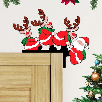 4Pack Я видел, что рождественская дверь угловая вывеска украшение деревянной домашней двери угловое украшение