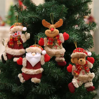 1PC Рождественская елка Аксессуары Рождественская кукла Танцующая старик Снеговик Олень Медведь Ткань Кукла Кулон Подарок Рождественское украшение
