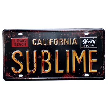  Винтажный автомобильный номерной знак США CALIFORNIA SUBLIME Настенное искусство Ремесло Винтажная железная картина для бара Кафе Гараж Декор A928
