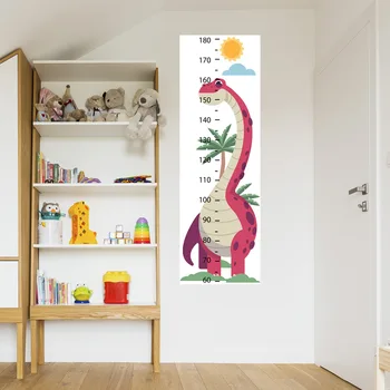 Мультфильм Динозавр Измерить Высоту Наклейка Детские комнаты Диаграмма роста Обои Животные Наклейки на стены Детская спальня Декор комнаты