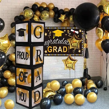 4 шт. Прозрачные коробки для воздушных шаров GRAD Proud of You Class Of Graduations Balloons Boxes 2022 для выпускных коробок с украшениями для выпускного вечера