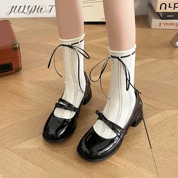 Летняя мода Сетка Дышащий Kawaii Японский JK Bow Длинные носки Хлопковые носки Прекрасные женские бандажные чулки Сладкие чулки