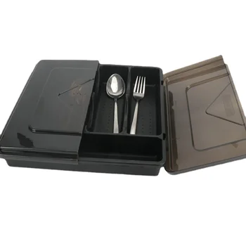 Ящик для хранения столовых приборов с крышкой Многофункциональный органайзер для посуды