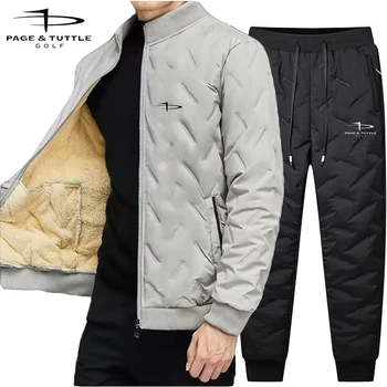 PAGETUTTLE Модная роскошная мужская хлопковая куртка и брюки из двух частей, новый высококачественный полиэстер молния ветрозащитный открытый комплект