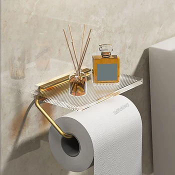 Роскошный золотой держатель для туалетной бумаги с полкой без перфорации акриловый держатель для рулона бумаги бумажная вешалка для ванной комнаты