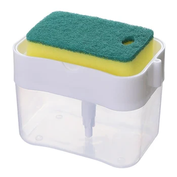  2-в-1 Двухслойная коробка для губок с дозатором мыла Кухня Пластиковый автоматический держатель губки Чехол Коробка для хранения моющих средств