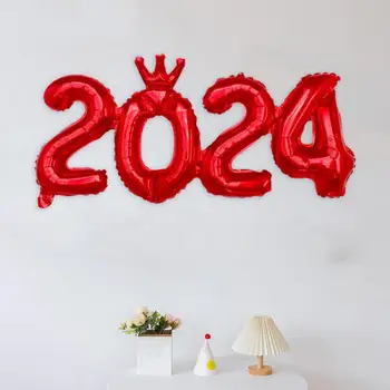 2024 Воздушный шар 2024 Яркий цвет Противовзрывной Номер Воздушный шар Универсальный новогодний праздник Украшение для украшения 2024 Номер 2024