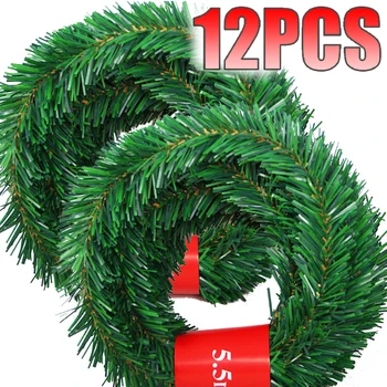 5,5 м сосна рождественская гирлянда декоративная зеленая искусственная рождественская елка ротанг баннер вечеринка пластиковый кулон мишура висячее украшение