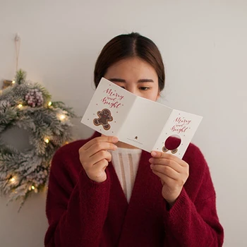 Поздравительная открытка с Рождеством Христовым, полые тройные открытки, приглашения с конвертом, новогодние открытки для детей