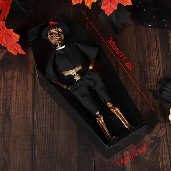Украшение на Хэллоуин Качающийся скелет-призрак с гробом Светящаяся электрическая игрушка Дом с привидениями Бар Хэллоуин