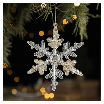 Рождественский прозрачный кулон в виде снежинки креативной формы Рождественский хрустальный кулон для украшения рождественской елки