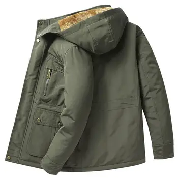 2023 Зимние мужские куртки-парки Пальто-ветровки с капюшоном из утолщенного флиса Военные куртки-карго Ветрозащитное верхнее пальто B81