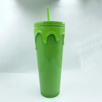  710 мл чашка-непроливайка Легко чистится соломенной лавой, сопровождающей пластиковую посуду для питья, чашку-непроливайку Хэллоуин, тематическую кофейную чашку