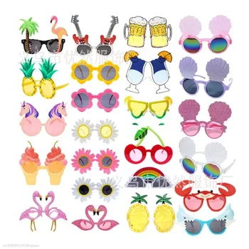 Гавайские пляжные очки Краб Фламинго Акула Панцирь Солнцезащитные очки Забавный реквизит для фотографий Счастливого лета Aloha Украшения для вечеринки