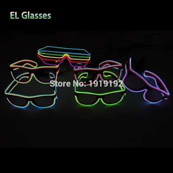 Двойной Красочный El Wire Неоновый светодиодный затвор с подсветкой Новое поступление Светящиеся очки Рейв Костюм Вечеринка DJ Яркие солнцезащитные очки