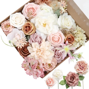 Многоразовая комбинированная коробка с искусственными цветами для свадебных свадебных букетов Центральная часть стола Композиция Детский душ Торт Декор