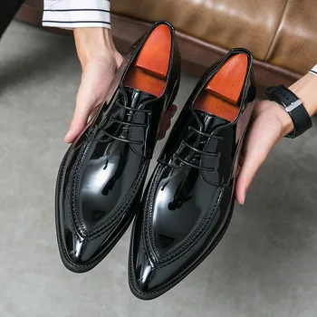 Новые роскошные черные оксфорды для мужчин на шнуровке с заостренным носком деловые мужские туфли зеленые свадебные туфли ручной работы размер 38-46